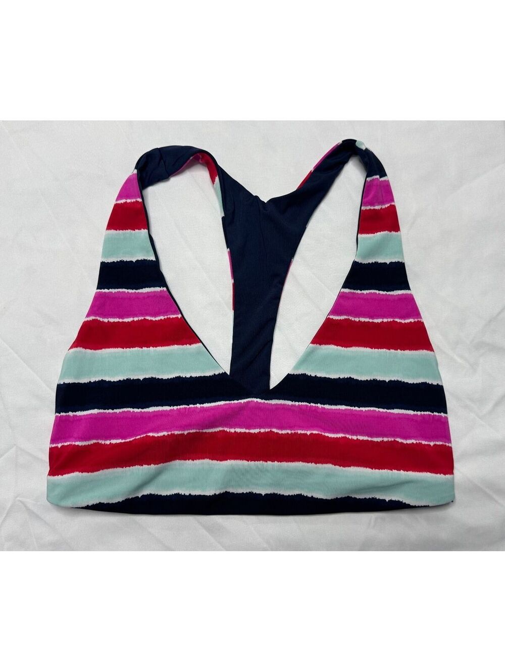 Carve Designs "La Jolla" Reversible Swim Top (Prism / Navy). Size Small